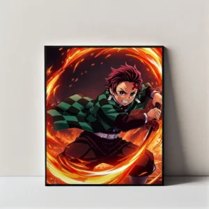 Tanjiro Kamado Fire Sword Wall Art Frame